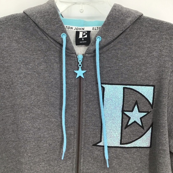 Elton John 2022 Farewell Yellow Brick Road Tour Zip-Up Hoodie Gray Size Small - Picture 3 of 8